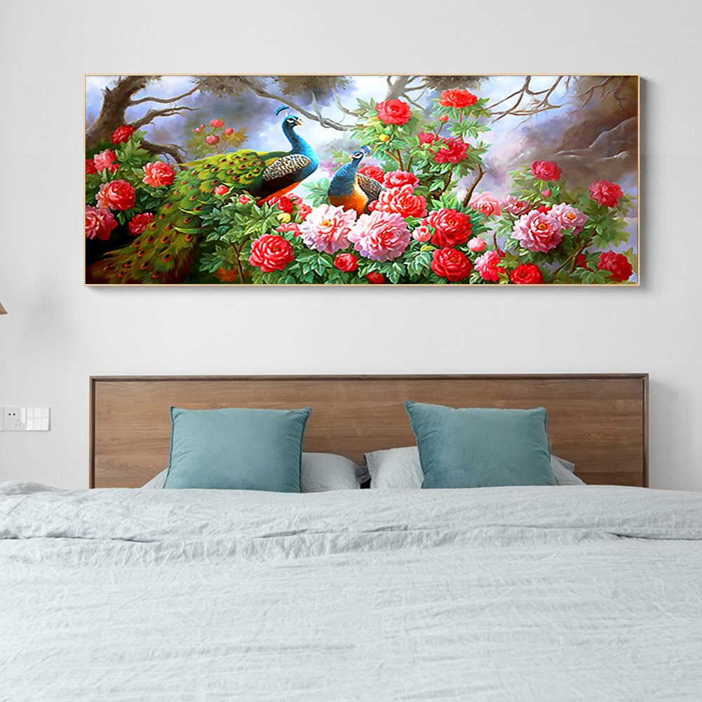 Peacock Peony - Full Round Diamond Painting(100x50cm)