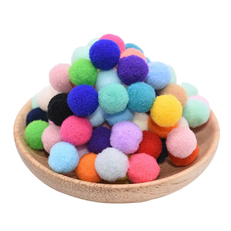 100Pcs 15-25mm Colorful Pompoms DIY Dolls Garment Handmade Material Soft Fluffy Pom Poms Ball For DIY Kids Toys Accessories
