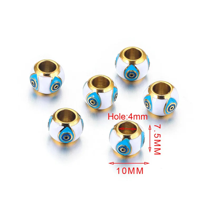 5 PCS/Package 10*8mm Hole 4~4.9mm 304 Stainless Steel Eye Flower Beads