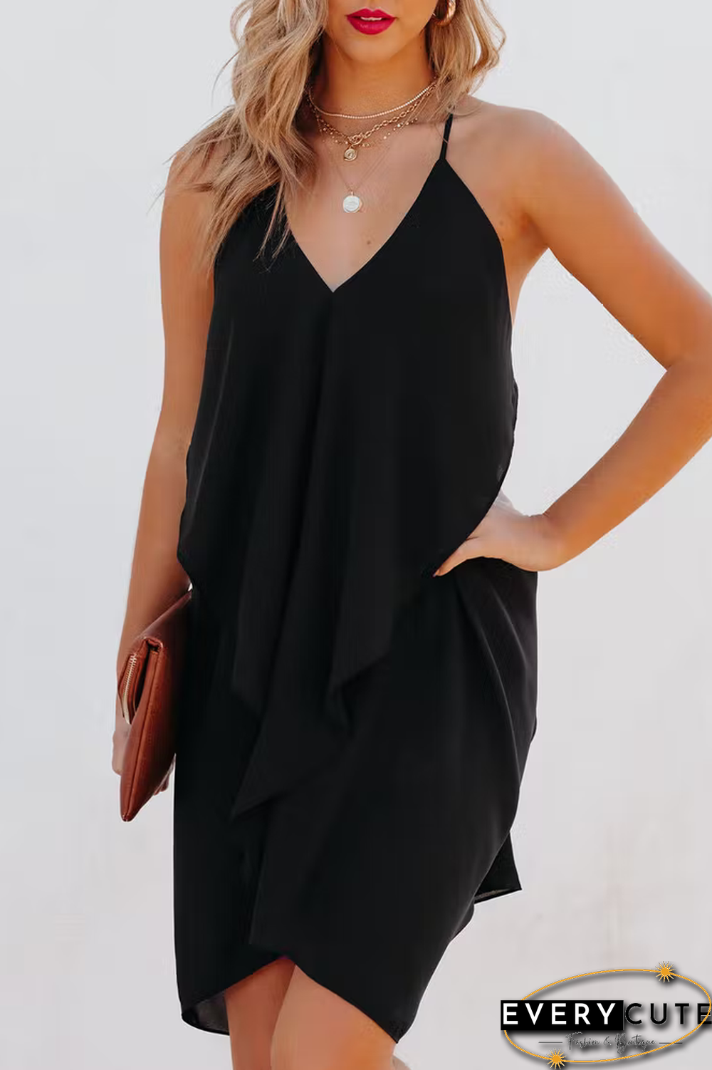 Such A Flirt Halter Ruffle Dress