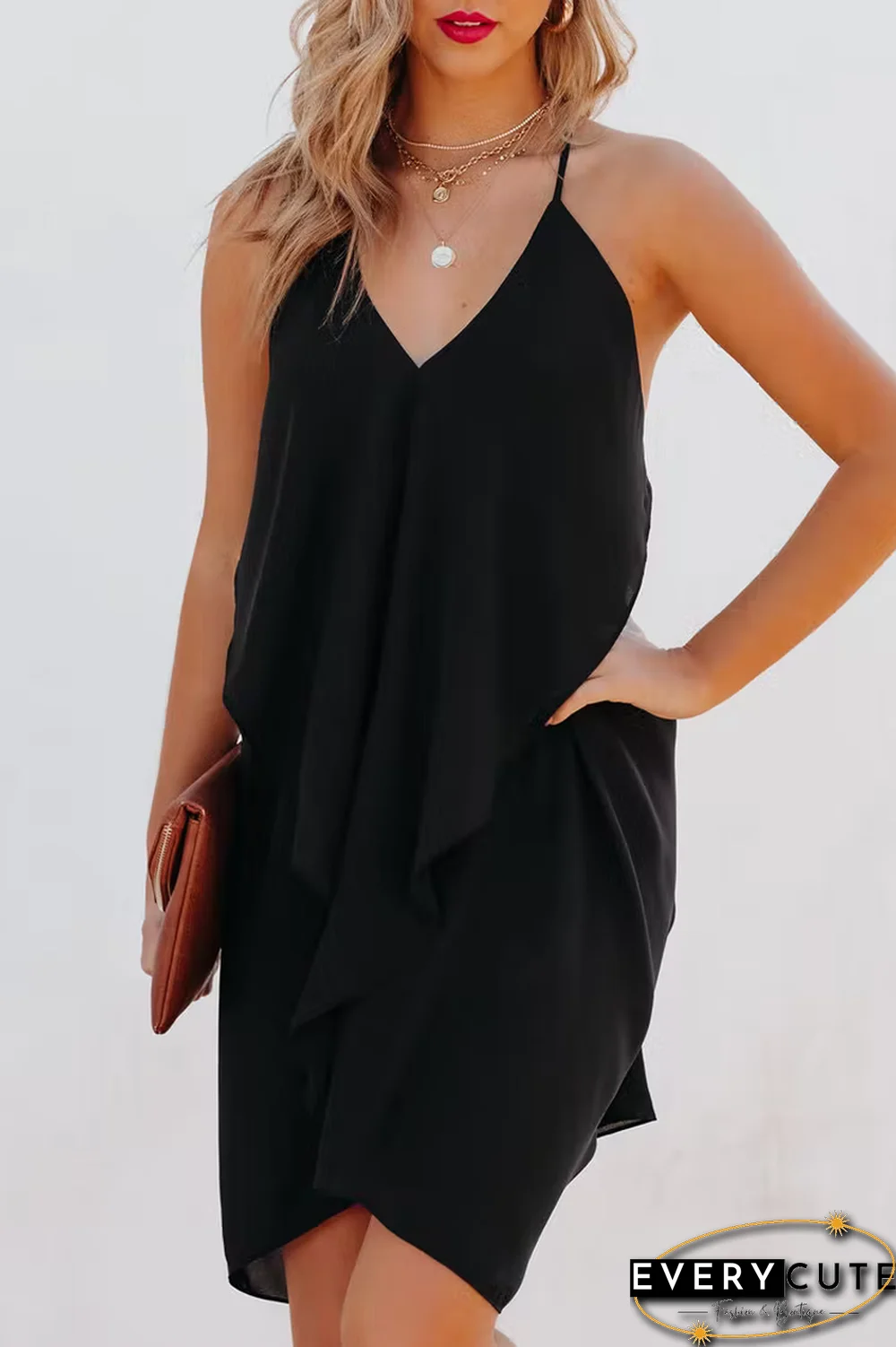 Such A Flirt Halter Ruffle Dress