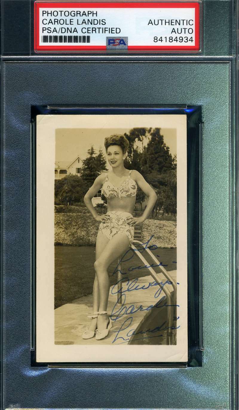 Carole Landis PSA DNA Coa Hand Signed 1940`s Original Photo Poster painting Autograph