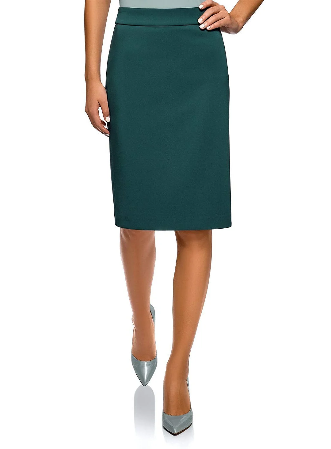Rise skirt with exposed back zipper Collection Women's Basic Straight Skirt