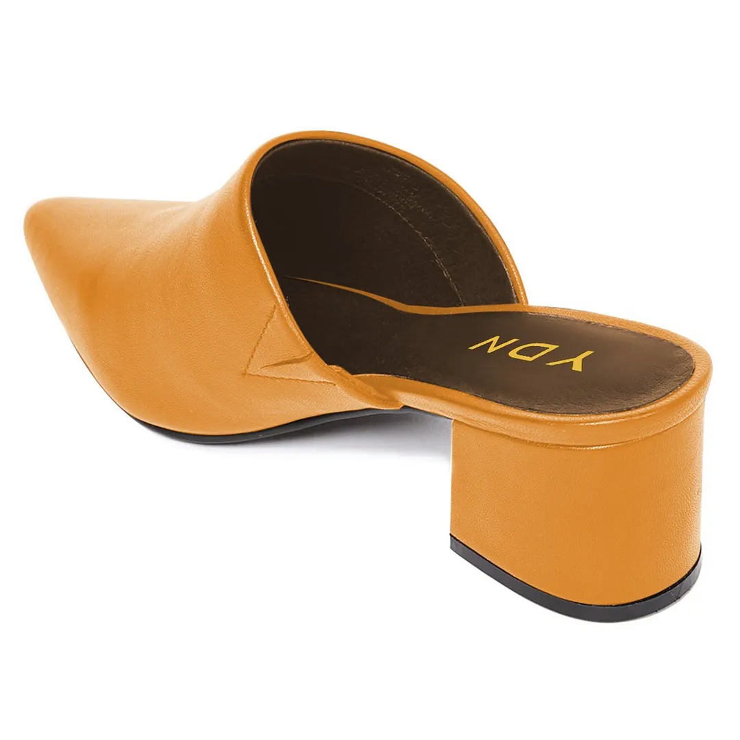 Orange Faux Leather Sophistication Pointed Toe Mules for Women