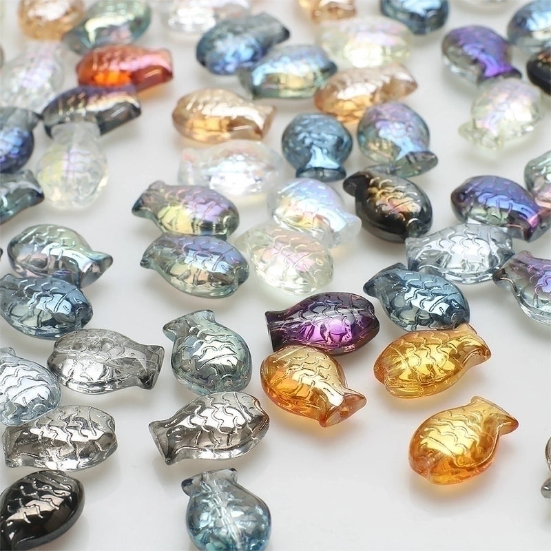 A Pack Of 30 10 * 14mm Hole 1~1.9mm Glass Glass Fish Beads
