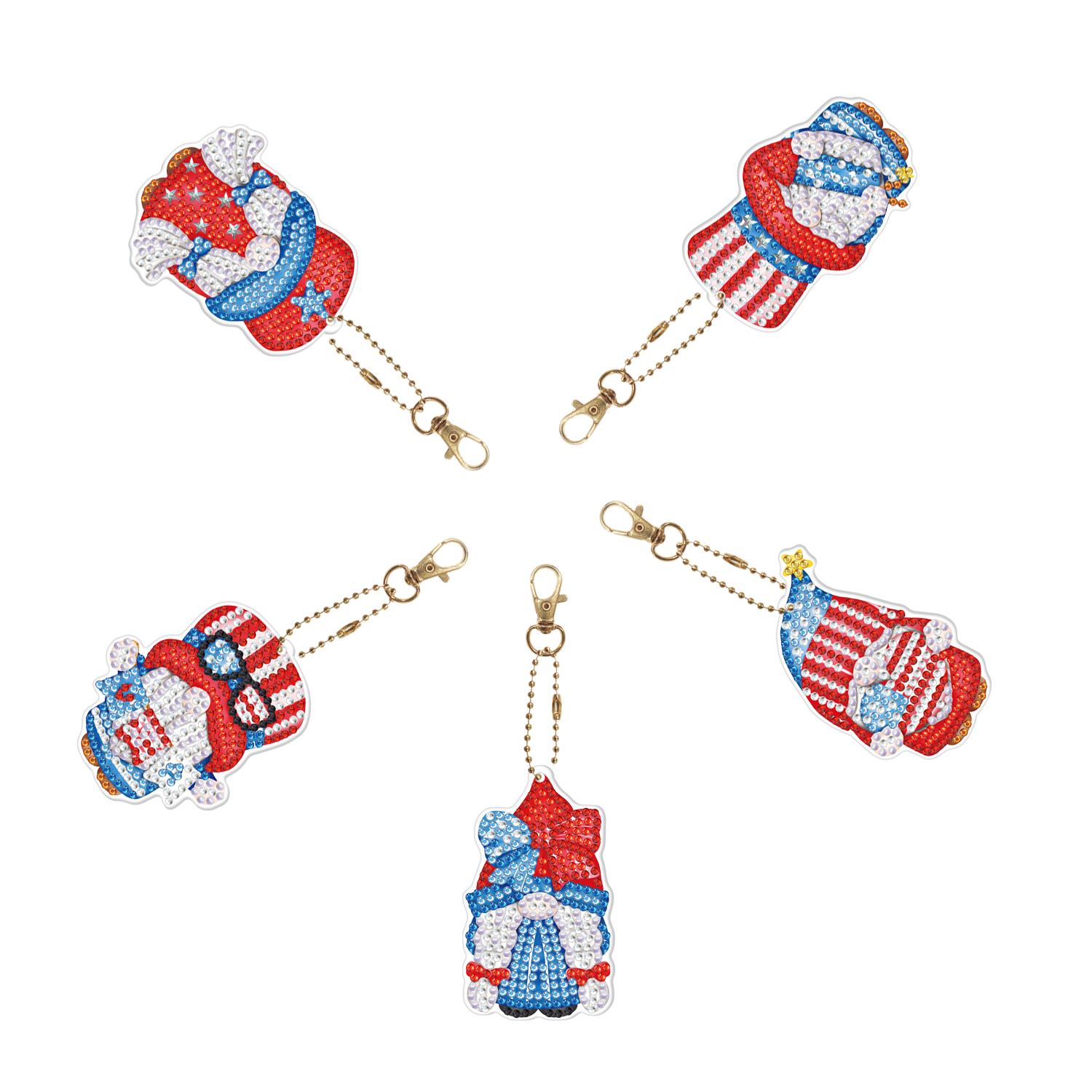 

5pcs Flag Gnome - 5D DIY Craft Keychain, 501 Original