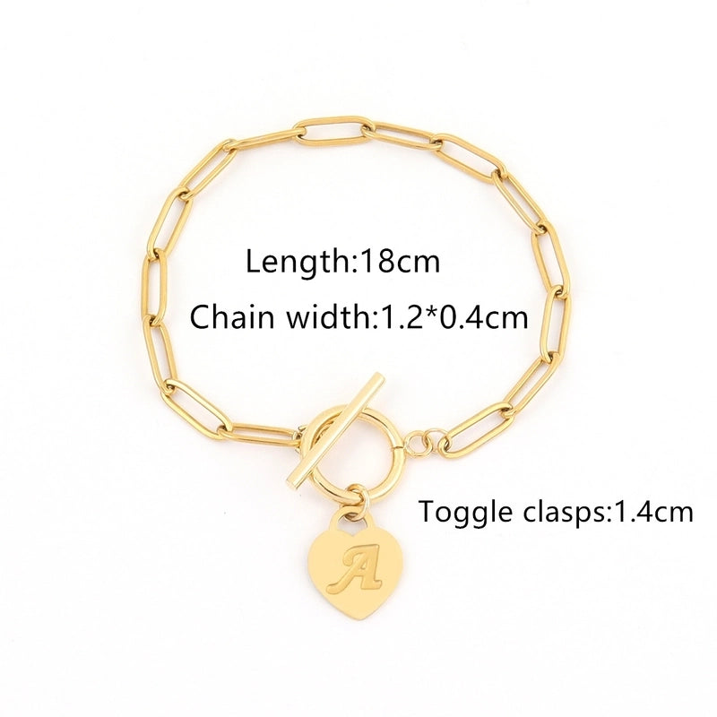 Elegant Minimalist Classic Style Letter Heart Shape 201 Stainless Steel 304 Stainless Steel Bracelets In Bulk