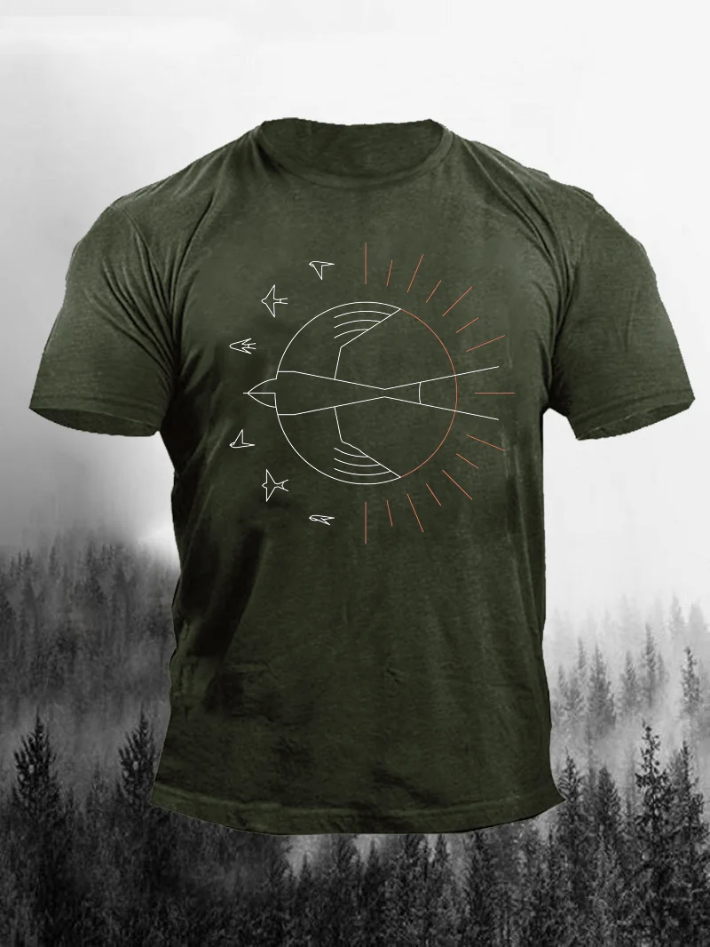  Swallow The Sun Print Short Sleeve Men's T-Shirt in  mildstyles