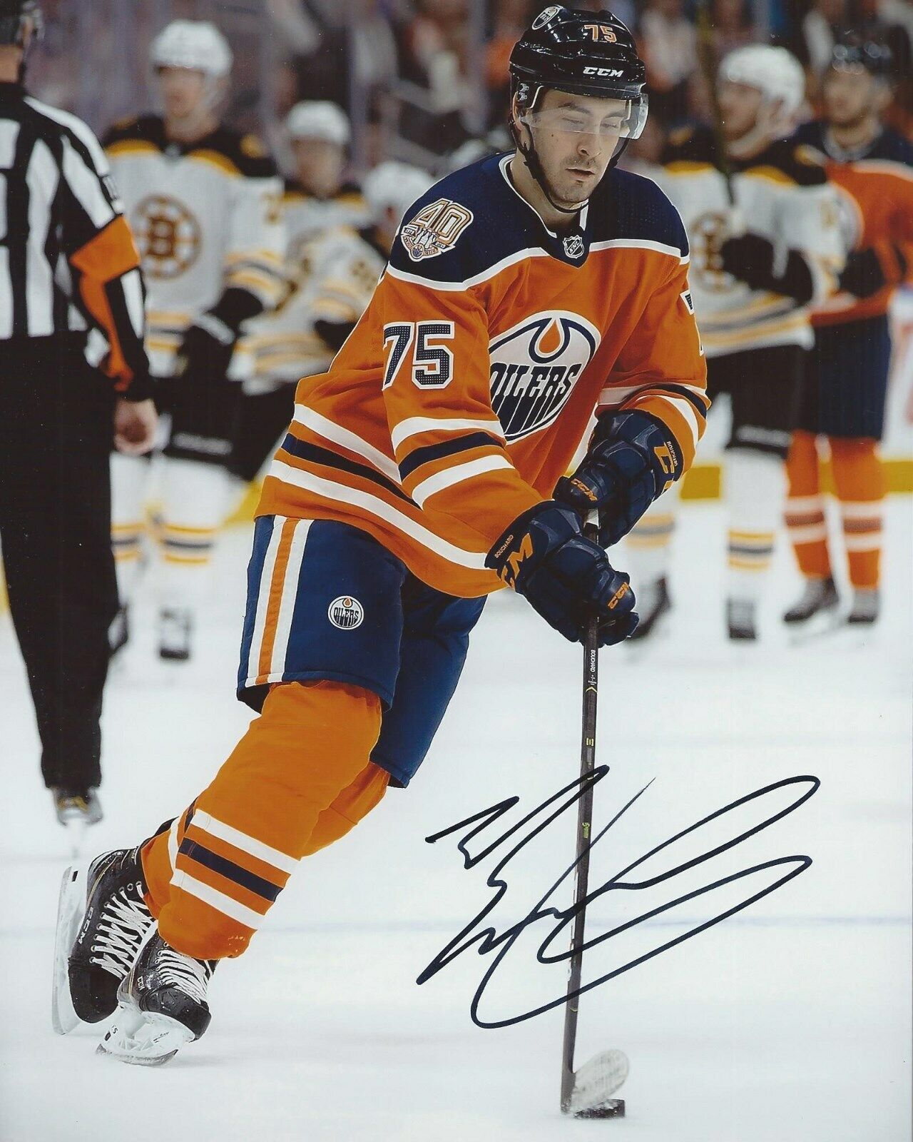 Evan Bouchard Signed 8x10 Photo Poster painting Edmonton Oilers Autographed COA C