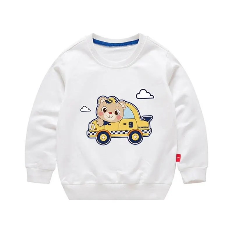 Girls Cute Bear Pattern Active Jacket Tops For Baby Boys Children Clothing Spring Autumn New Casual Sweaters Solid Pullovers