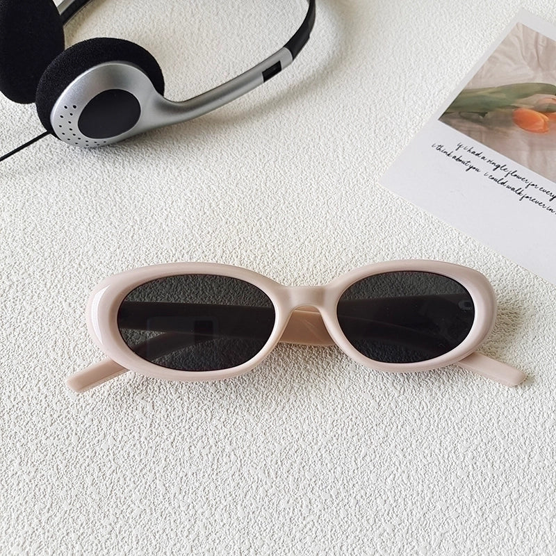 Casual Vacation Solid Color Pc Resin Oval Frame Full Frame Women’s Sunglasses