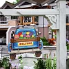 DIY Diamond Painting Truck Decor Wooden Welcome Sign with 12 Interchangeable Holiday Icons, Farmhouse Style Hanging Kit