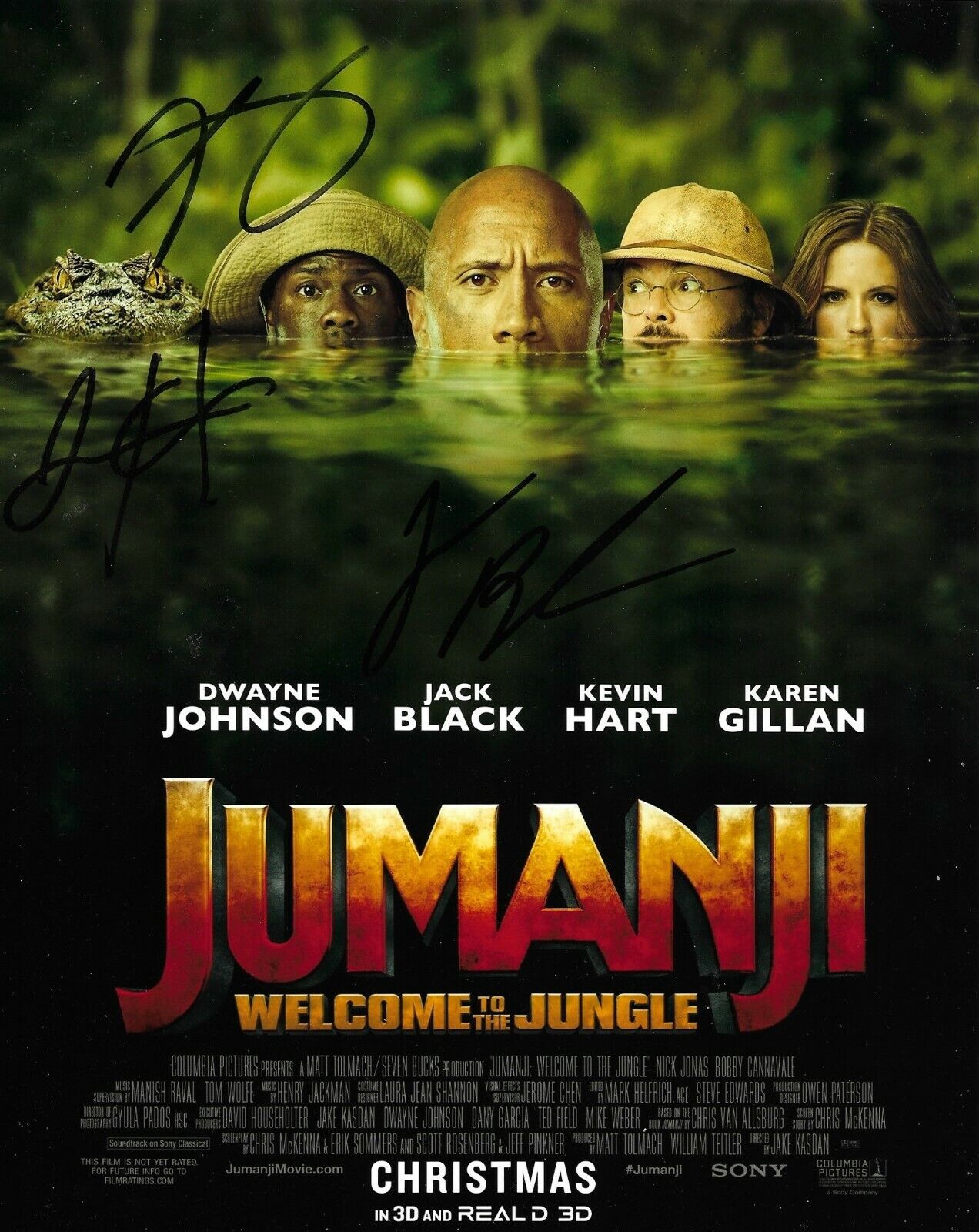 Jack Black/Kevin Hart/Jake Kasdan Signed Jumanji 10x8 Photo Poster painting AFTAL