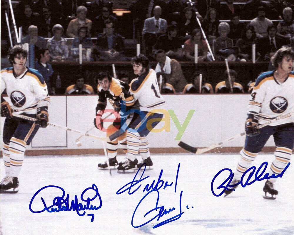 SABRES FRENCH CONNECTION MARTIN ROBERT PERREAULT SIGNED 8X10 Photo Poster painting REPRINT