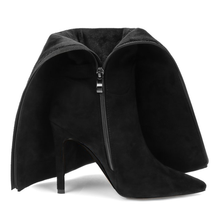 100mm Fashion Zipper Leather High Heels Knee Boots-MERUMOTE