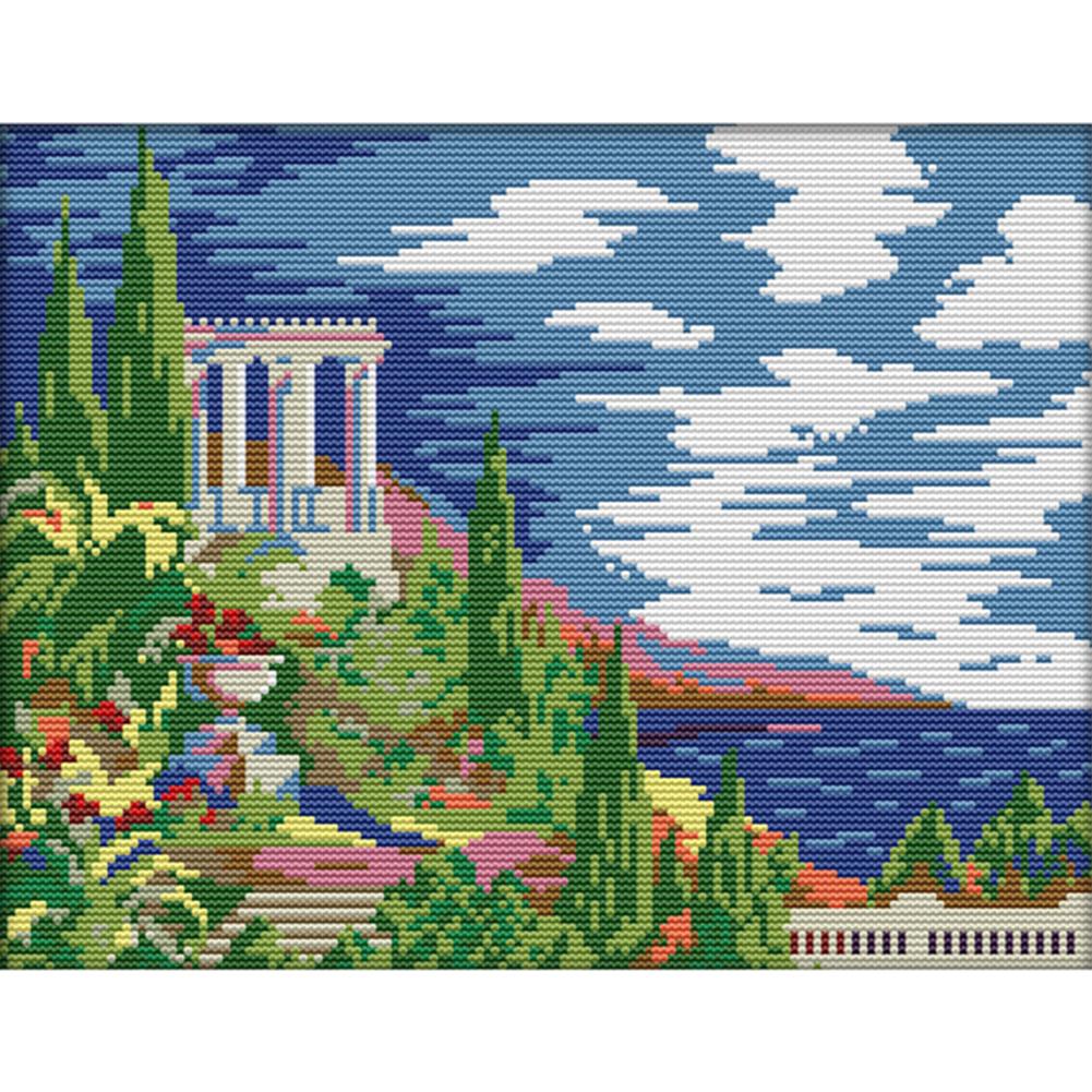 

Villa View - 14CT Stamped Cross Stitch - 33*28cm, 501 Original