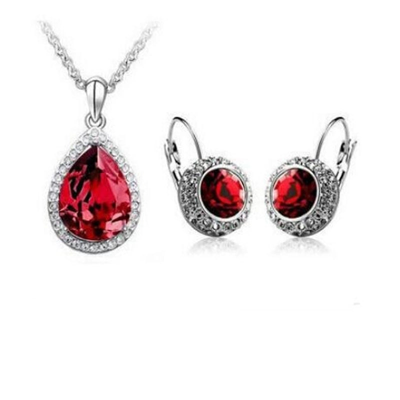 Alloy Diamond Heart Artificial Gemstones Crystal Jewelry Sets