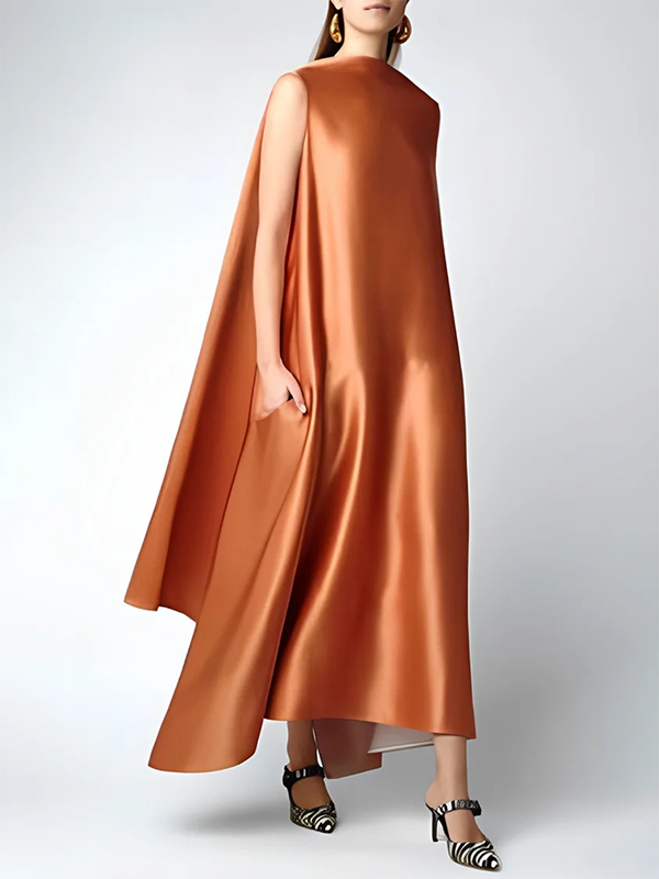 White Loose Sleeveless Solid Color Round-Neck Maxi Dresses