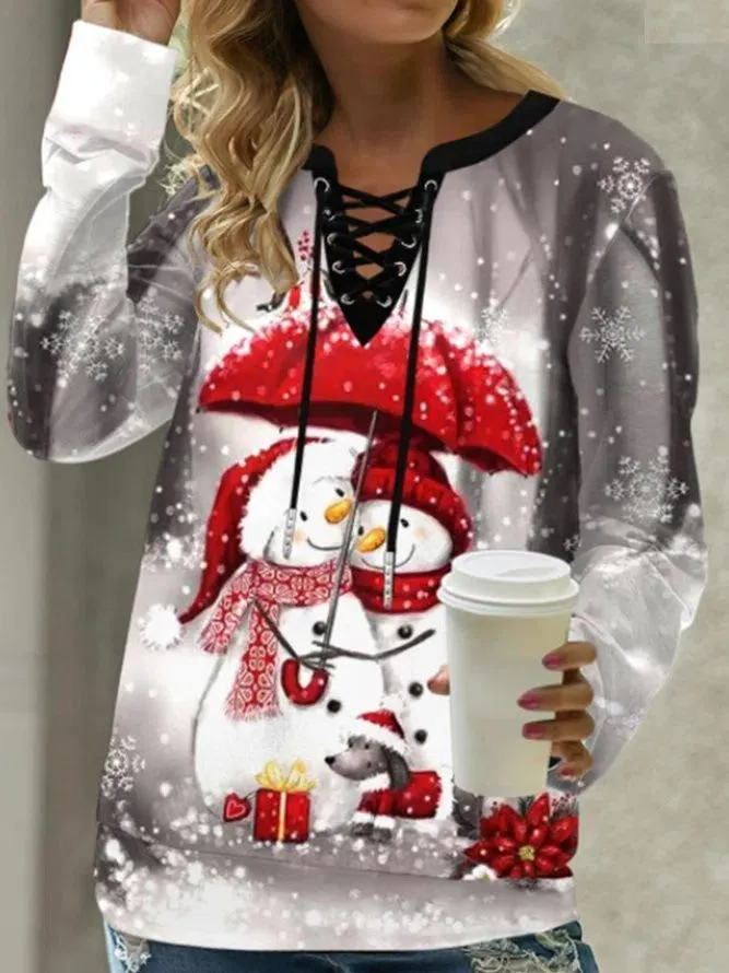 Snowman Printed Strappy Shirt