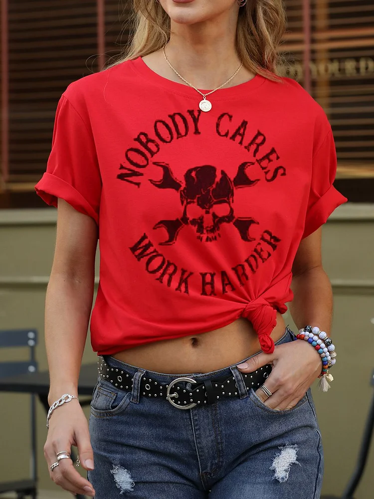 Bestdealfriday Nobody Cares Work Harder Short Sleeve Cotton Blend Woman's T-Shirts Tops