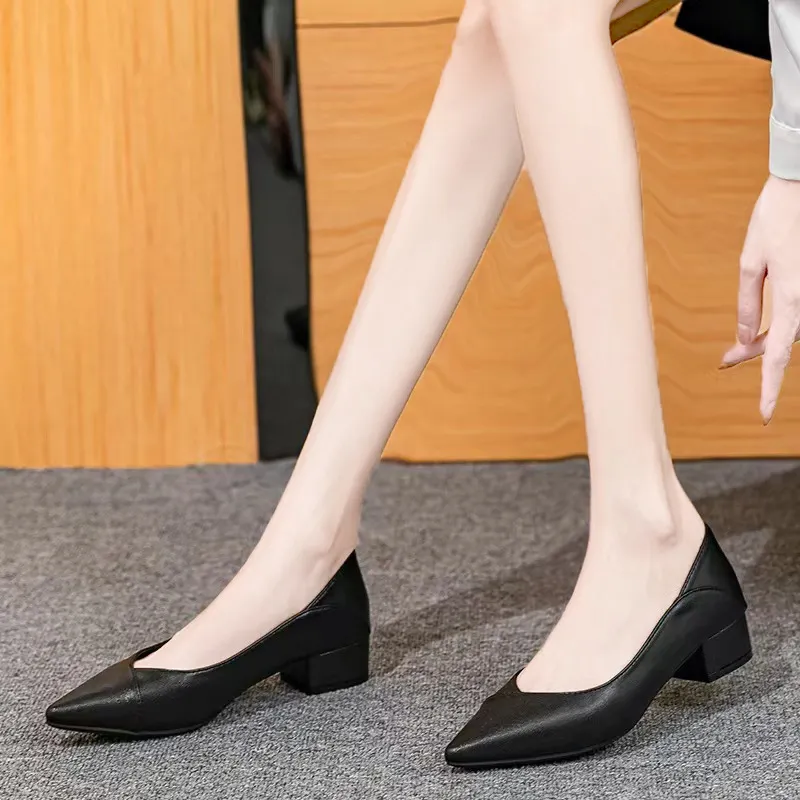 Breakj Breakj Single Shoes Women 2025 Work Clothes To Work Shoes Coarse Heel Do Not Tired Women Shoes Professional Work Shoes Women Black