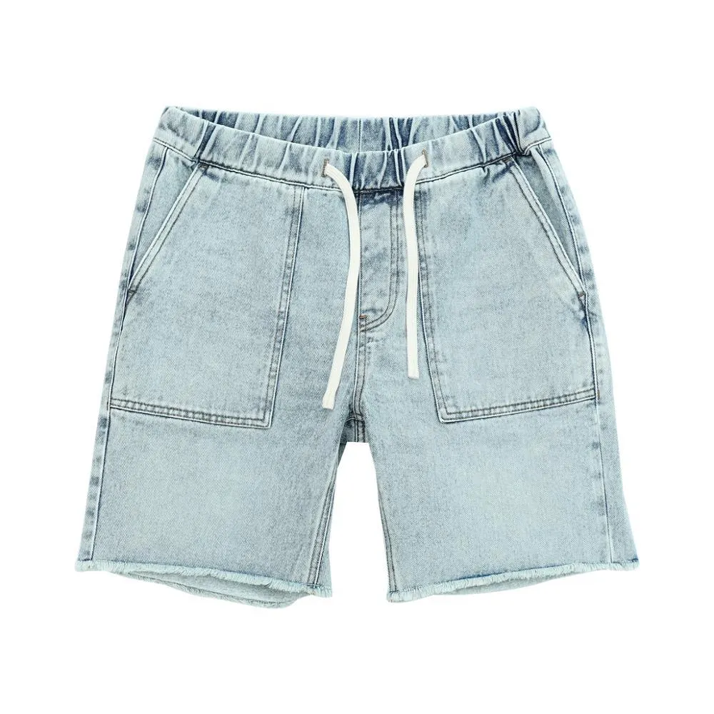 SIMWOOD 2021 summer new denim shorts men fashion raw hem drawstring wash short high quality brand clothing SJ130565