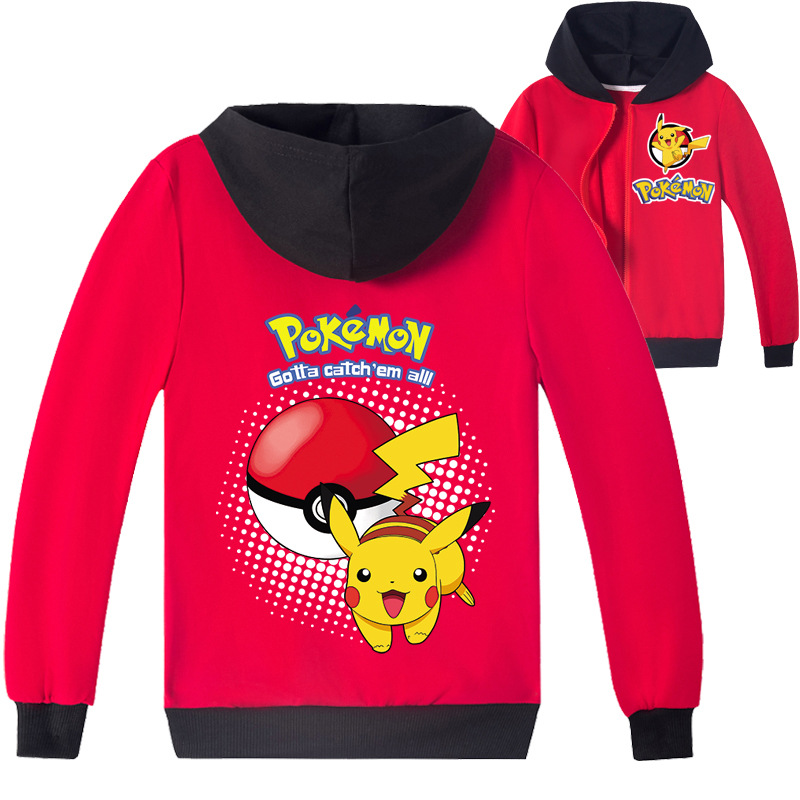 Mayoulove Pikachu Pattern Zipper Jacket | Cute and Comfortable Jacket for Kids | Perfect for Fans of Pikachu | Boys and Girls Aged 3-10 Years Old-Mayoulove