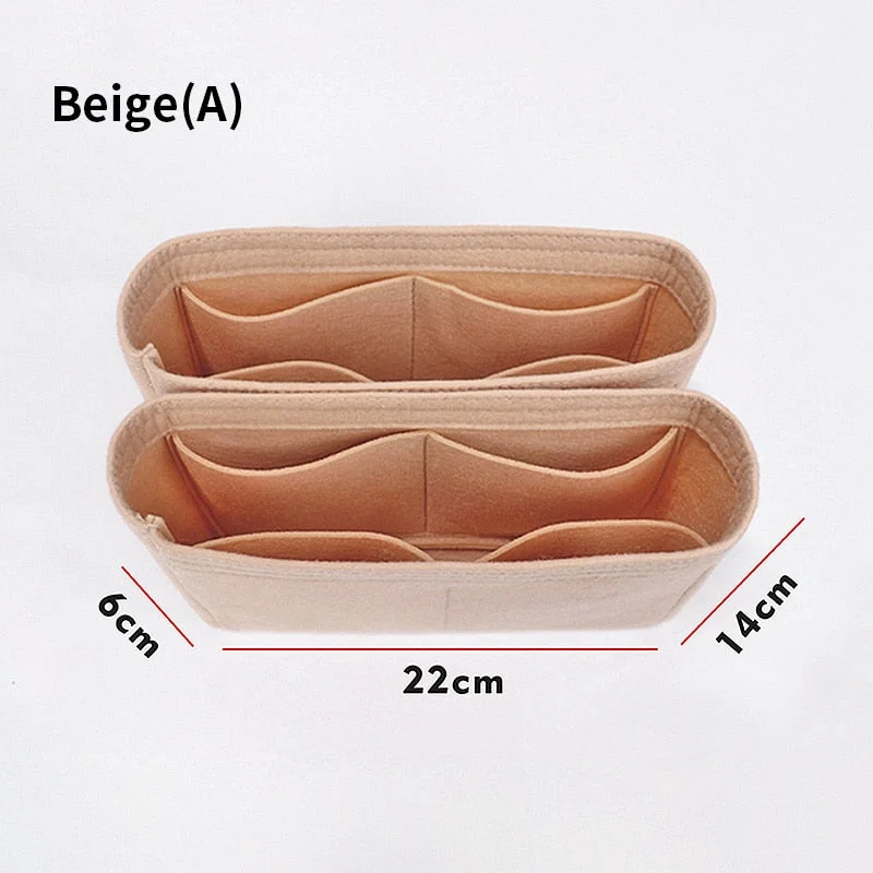 BAMADER Double-layer Bag Liner Fits For NEONOE Bag Insert Organizer Cosmetic Makeup Bag Zipper Organizer Felt Cloth Travel Inner