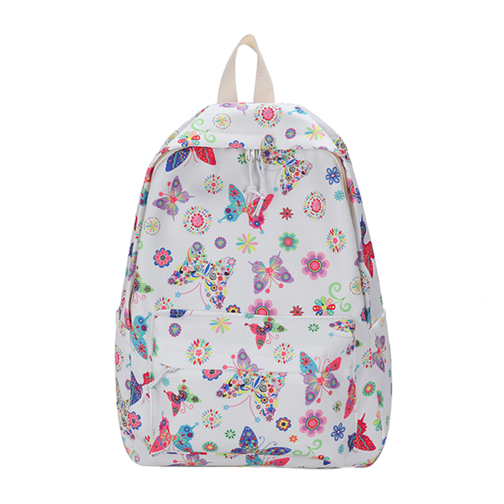 Woman Backpack Butterflies Floral Print Nylon Cute School Bags for Girls