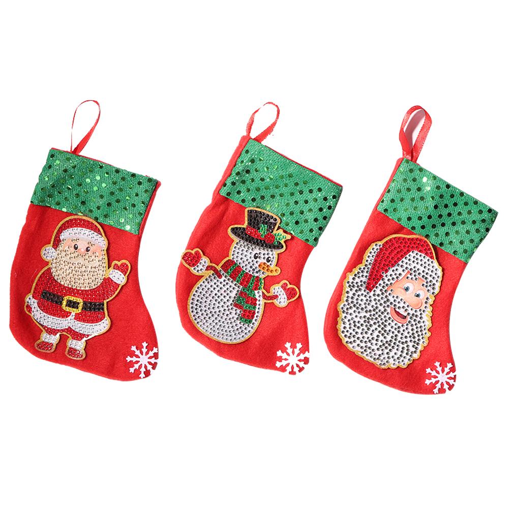 3pcs Christmas Stockings Hanging Pendants DIY Diamond Painting Kit (WZ004) gbfke