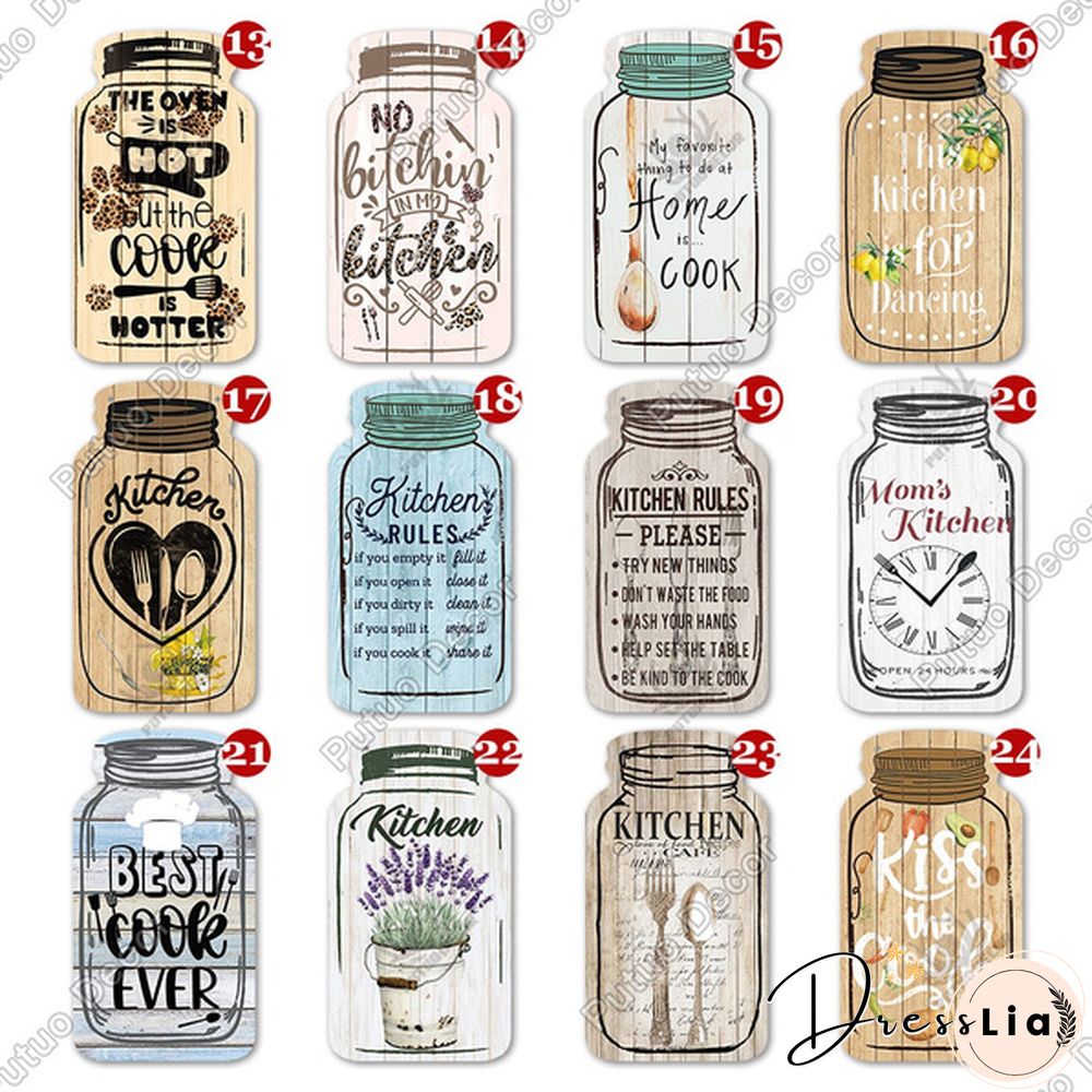Putuo Decor-Kitchen Mason Jar Shape Plaque Wooden Signs for Rustic Kitchen Home Wall Decor（4.5"&times;8.3"）