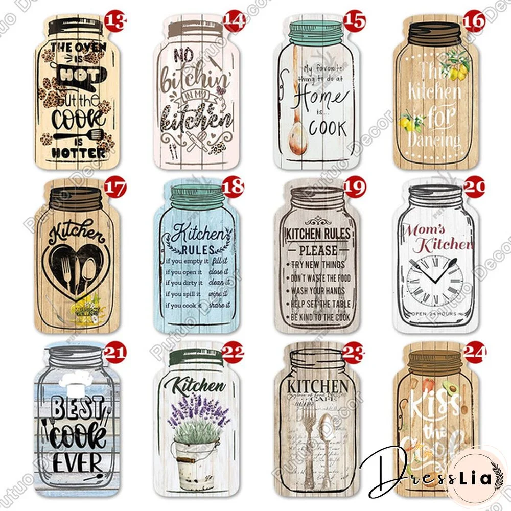 Putuo Decor-Kitchen Mason Jar Shape Plaque Wooden Signs for Rustic Kitchen Home Wall Decor（4.5"&times;8.3"）