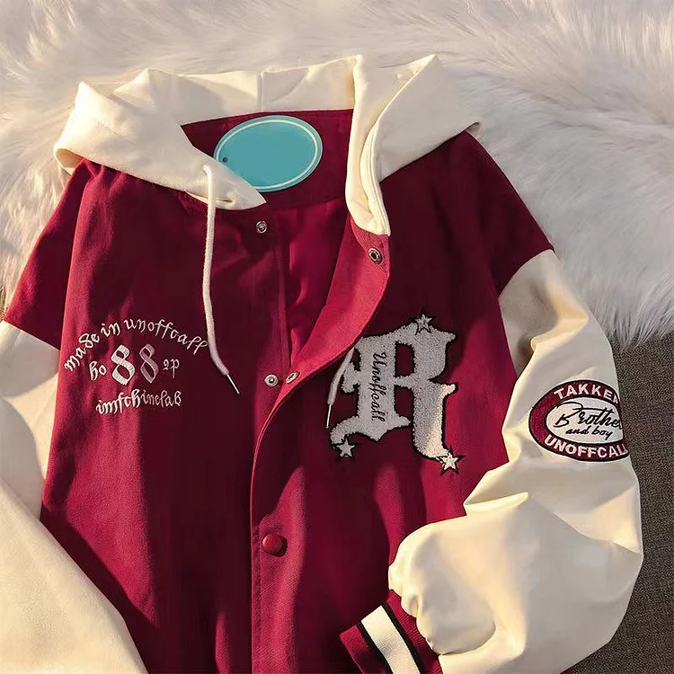 2023 new Men's Spring and Autumn Hooded Sweater Embroidered Thin Retro American Couple Jacket Baseball Uniform Sportswear Coats