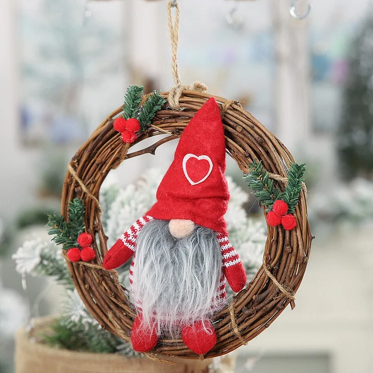 Lovely Plush Gnome Wreath Outdoor Halloween Wreath Christmas Wreaths | AvasHome