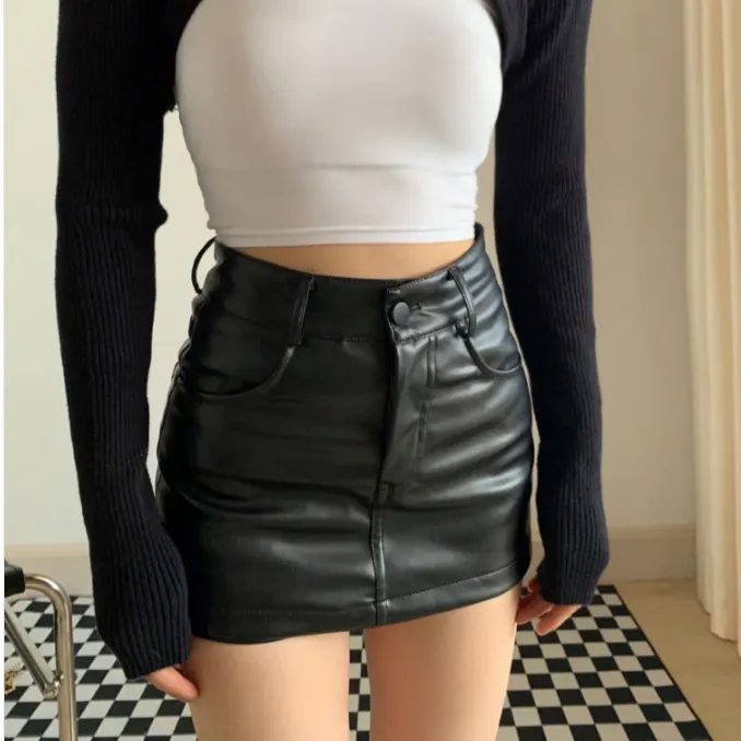 High-Waisted Faux Leather Bodycon Mini Skirt