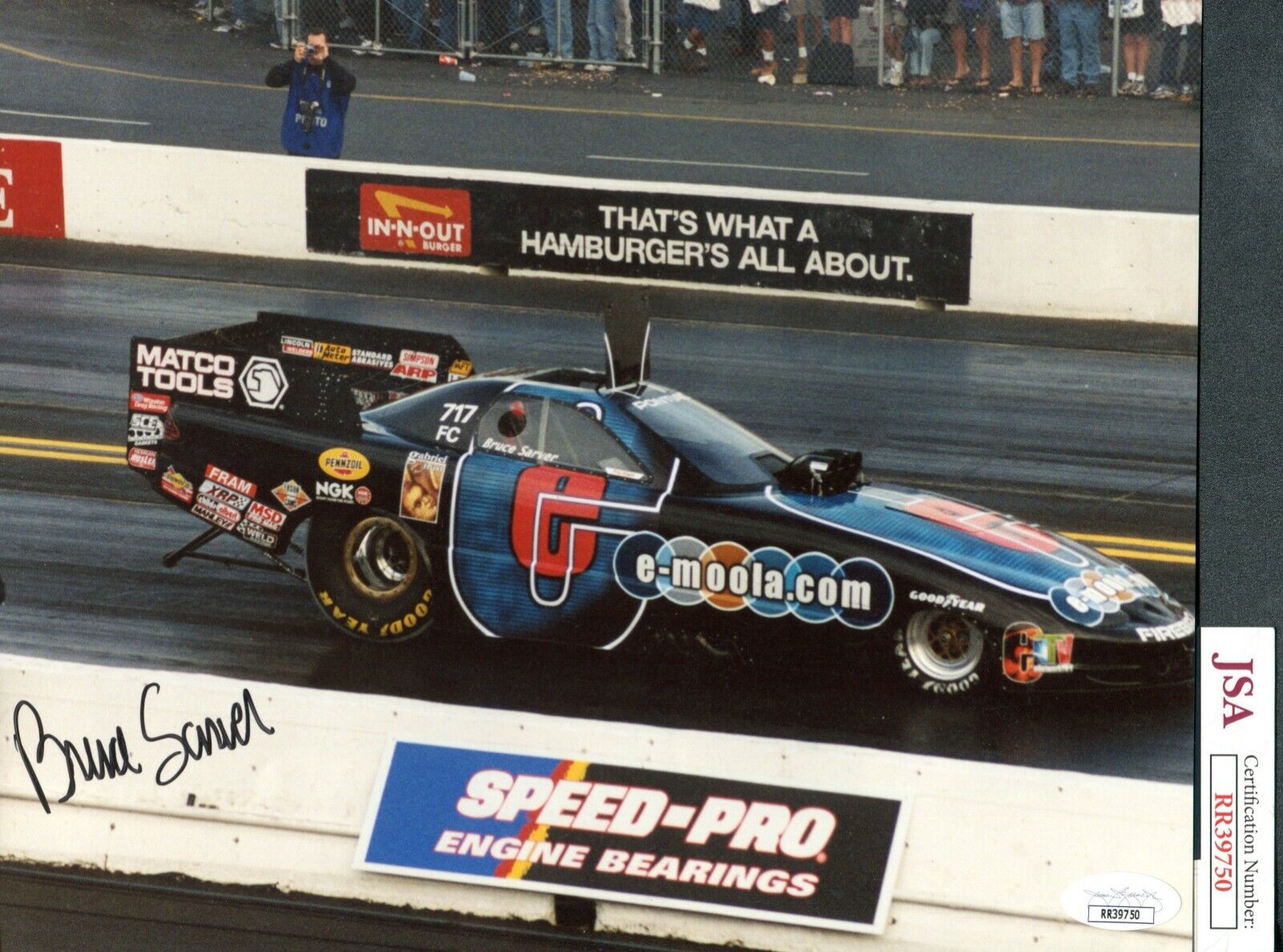 JSA Bruce Sarver Autographed Signed 8x10 Photo Poster painting Funny Car Drag Racing TRB 753