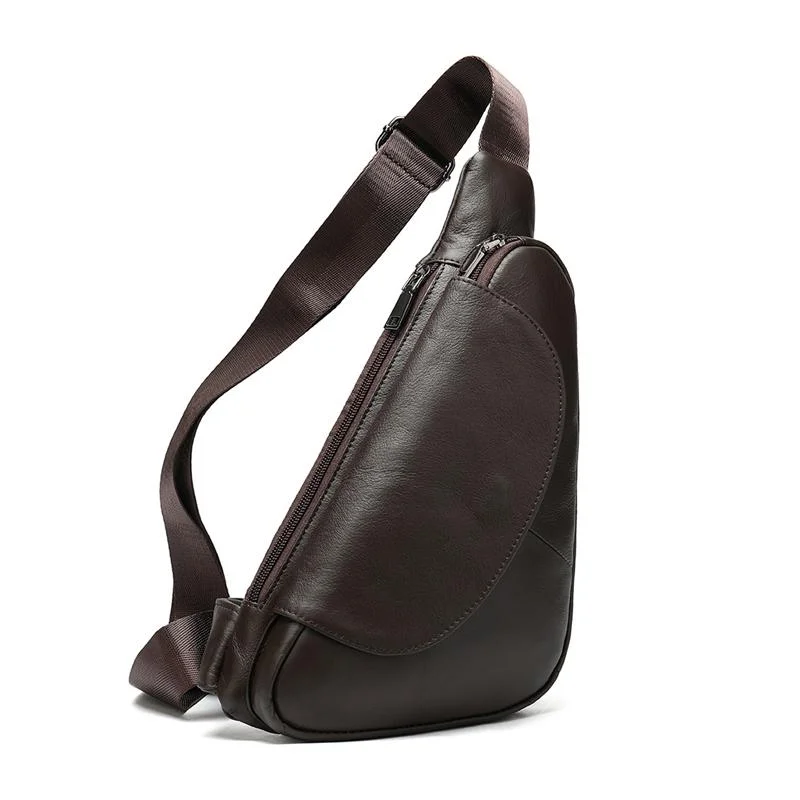 Mens Outdoor Fashion Alligator Pattern Cow Leather Chest Bags