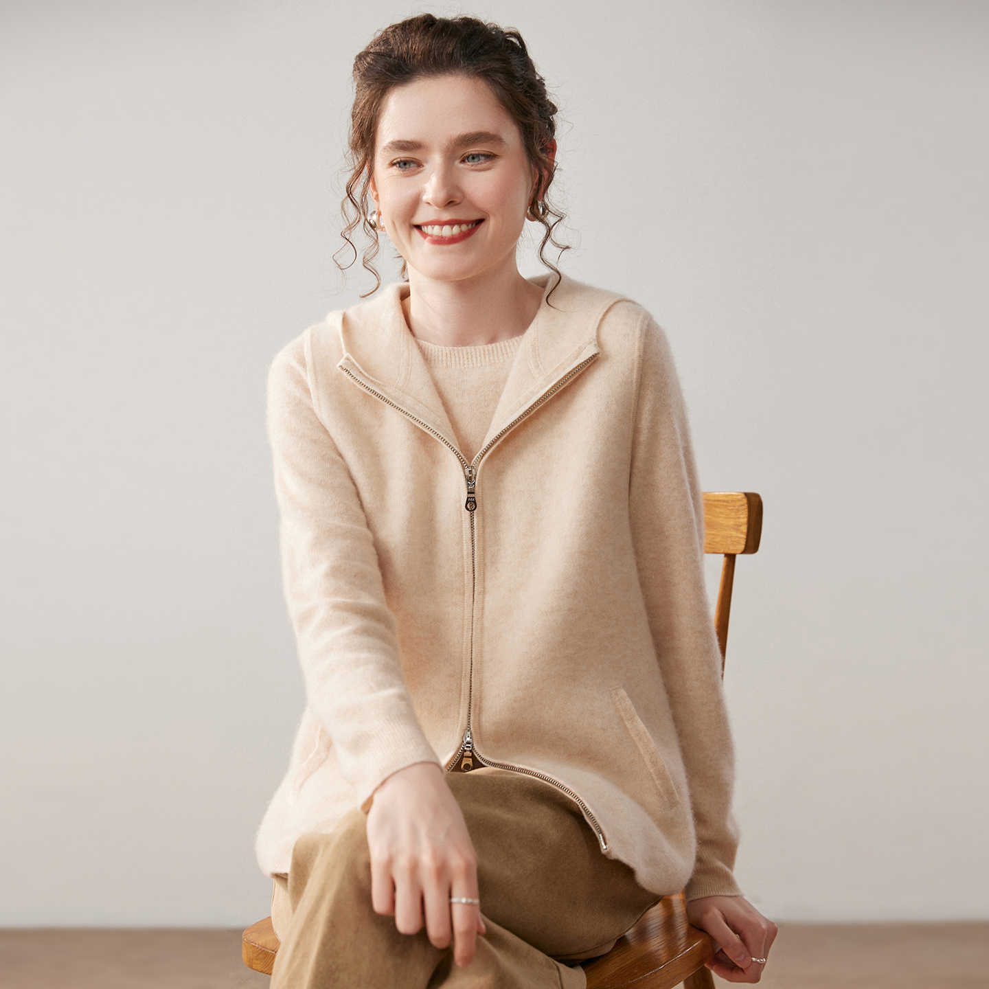 Women's Cable Knit Vest Inspired with High-Low Hem REAL SILK LIFE