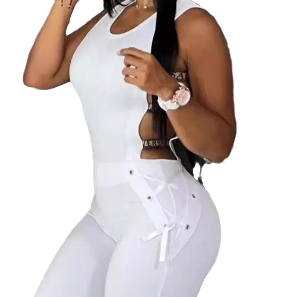 Wongn Wongn Summer New Women's Waist Slim Sexy Punk Slim Women's Hollow Out Jumpsuit