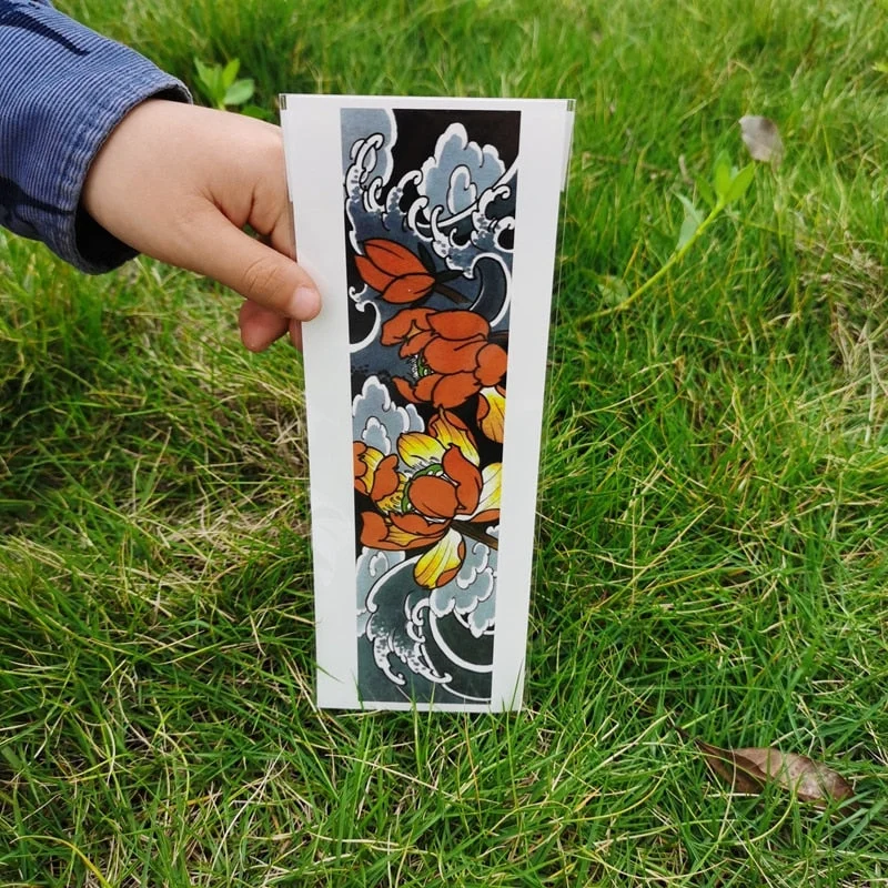 Waterproof Flower Arm Temporary Tattoo Sticker Chinese Wind Arm Ring Wave Art Dec Fake Tattoo Men Women Foot Ring Tattoo Sticker