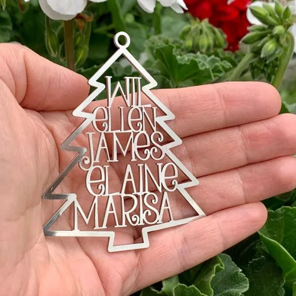 Christmas Tree Family Ornament Personalized 10 Names Christmas Ornament