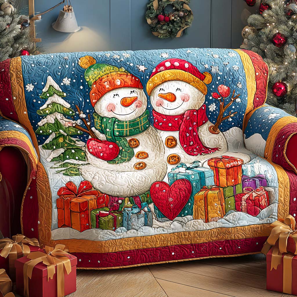 Merry Snow Couple Quilted Sofa Cover NCU0XD1254 everthome
