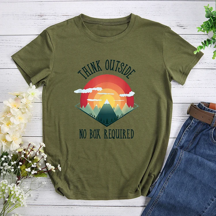 Think Outside No Box Required Outdoor Womens T-Shirt Tee-014499-Annaletters