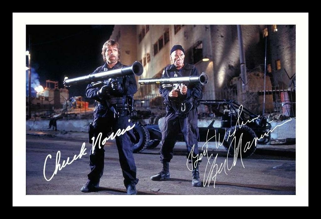 Chuck Norris & Lee Marvin - Delta Force Autograph Signed & Framed Photo Poster painting