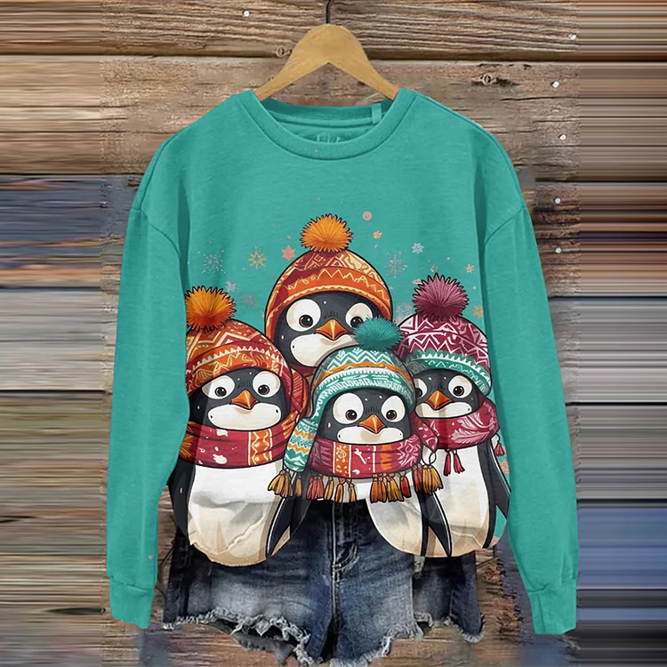 VChics Cute Penguin Printed Sweatshirt