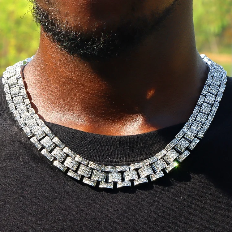 Iced Out Watch Band Chain Hip Hop Necklace For Men-VESSFUL