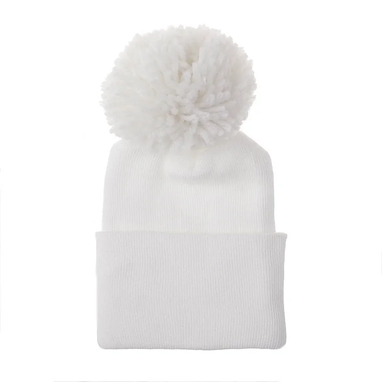 Personalized Leather Patch Pom Pom Beanie for Comfort & Unique | HSKid35