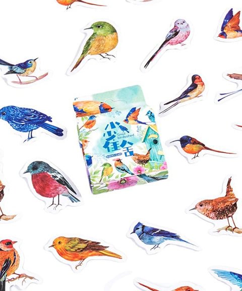 46 Pcs Vintage Birds Shed Washi Stickers Set