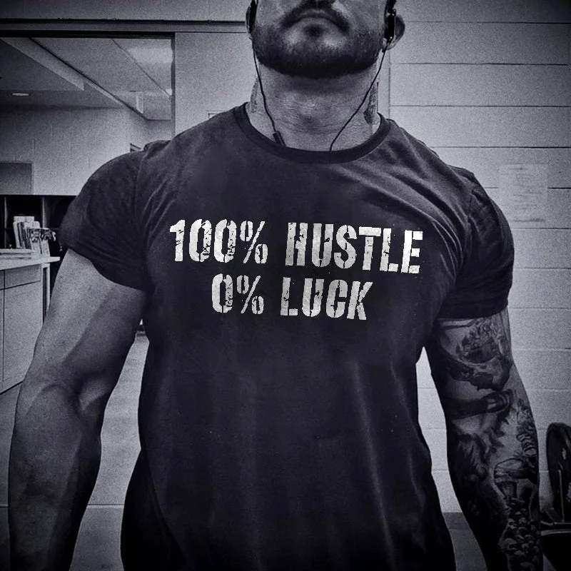 Vikings 100% Hustle 0% Luck Printed Men's T-shirt WOLVES