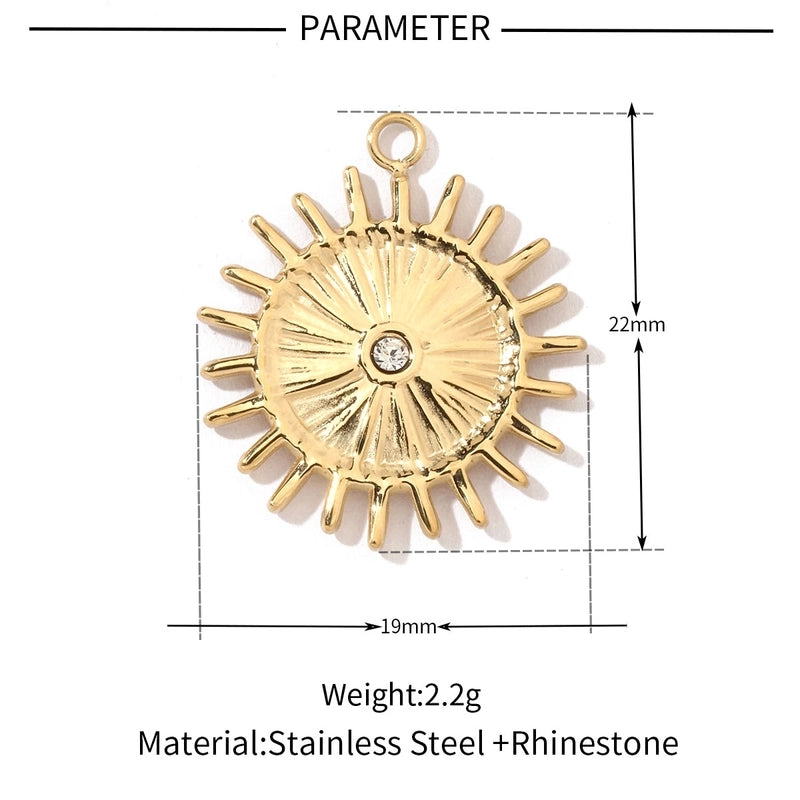A Pack Of 3 201 Stainless Steel 18K Gold Plated Sun Star Polished Pendant